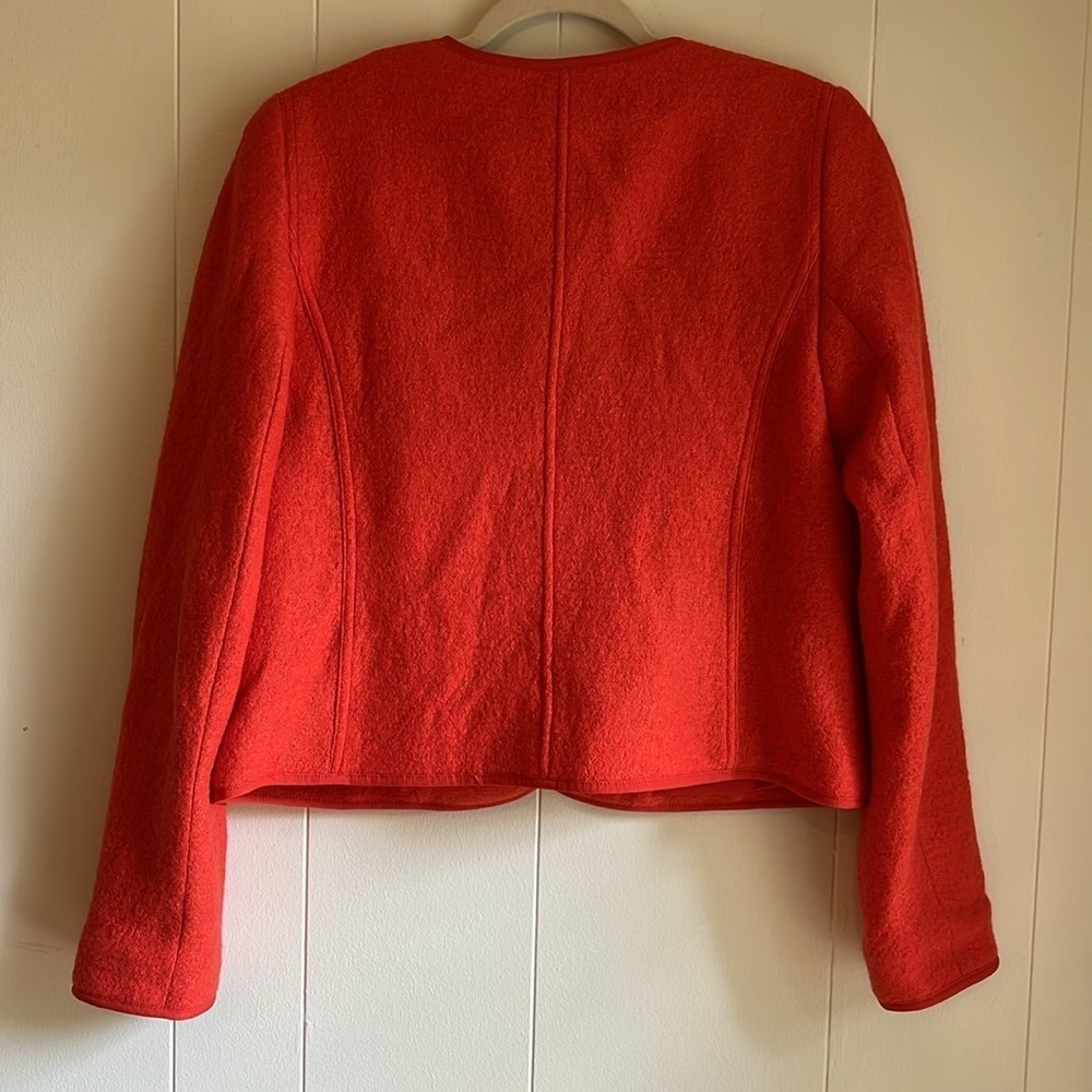 Talbots Berkshire Wool Blend Crop Red Orange Preppy Office Career Jacket Sz 10 - Picture 11 of 15